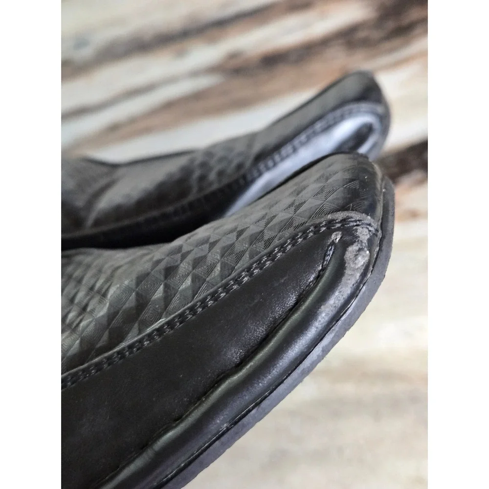 Amali Mens Black Textured Geometric Square Toe Slip On‎ Dress Loafers Shoes 7.5